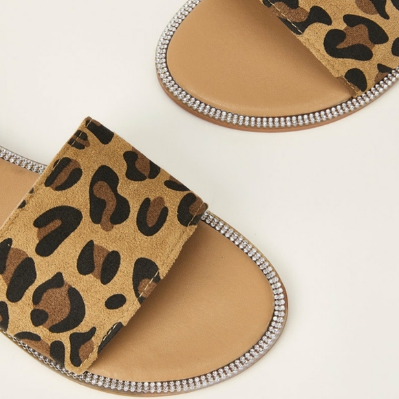 Anastasia Elva Leopard Bling Sandals Slides - Picture 5 of 6